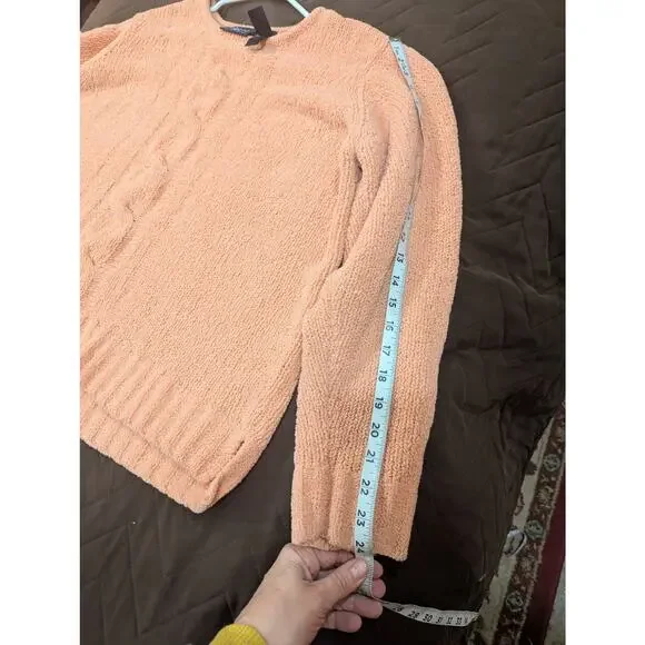 Super soft chunky knit peach colored long sleeve sweater by Crazy Horse size XL - Picture 7 of 8